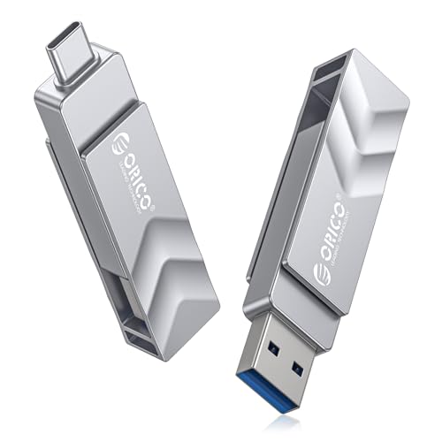 ORICO USB Stick 32GB USB 3.2 Gen 1 Typ A & USB-C Flash-Laufwerk mit Keyring 150MB/s Memory Stick OTG für Android Smartphones, iPhone 15/16/17, MacBook und iPad, Tablet, Plug & Play