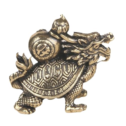 Tortue Dragon en Laiton sculptée, figurine Feng Shui chinois et décoration de bureau vintage