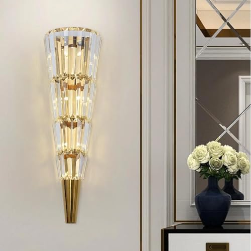 Image of Harold Electricals Metal, Crystal Strobile Wall Light for Living Room, Dining Hall & Bedroom | Premium Indoor Decorative Wall Light | Home Decor Hanging Light (Medium)
