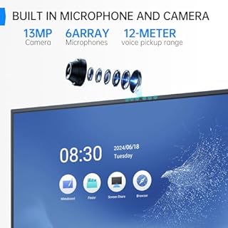 RAIZEA 65" Smart Board for Classroom, 4K UHD Interactive Whiteboard Display, 13MP Camera w/6 Mics, Electronic Whiteboard for Business and Education(Board & Wall Mount Included)