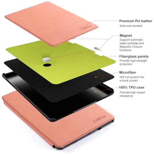 Image of CoBak 6.8 inch Case, not for iPad(072202) | PU Leather Smart Cover, Auto Sleep and Wake, Lychee Pink