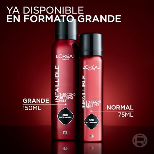 Miniatura 6 de L’Oréal Paris Spray Fijador Infaillible de Maquillaje XL con 36h* de duración, Fija el maquillaje sin Transferir para un Look Impecable. Water-proof y Oil-proof, 150 ml