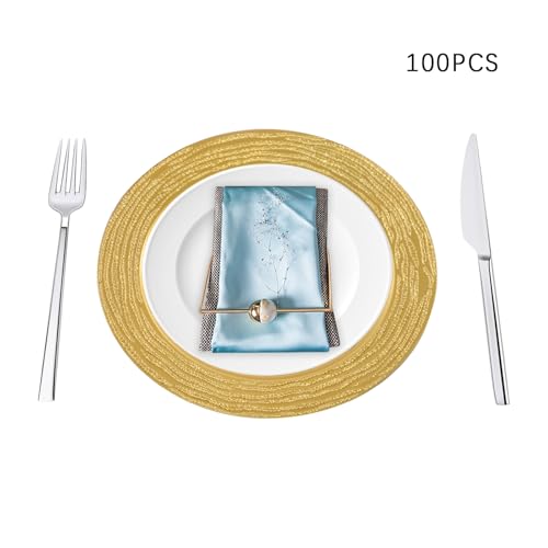 100 Platos Cargadores Plástico 13'' DORADO Surtido miniatura 5