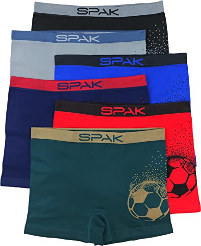 ToBeInStyle Men's Value Pack of 6 Stretch Boxer Brief Trunks - Fits: S to L - Soccer - One Size