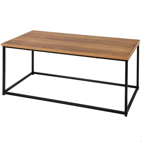 AKTIVE MAX Home Mesa Auxiliar, 90x48x40 cm, Peso máximo soportado 20kg, Estructura metálica Negra, Efecto Roble, Mesas de Centro, Café, para Salón, Comedor, Oficina (18514)