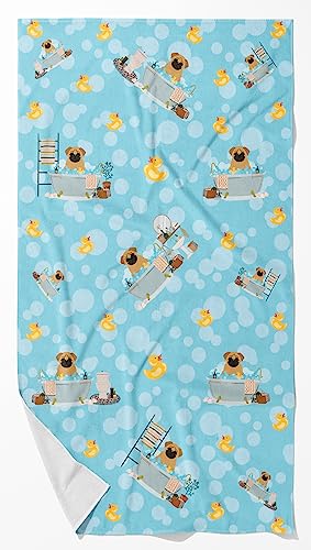 Caroline's Treasures WDK5704BTLG Brown Pug in Bathtub Bath Towel Large