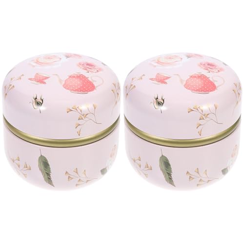 FUNNETOYU Latas de Hojalata Rosa para Almacenar 50g de Dulces y Frutas Secas Tapa Antipolvo, Ideales para Decoración en Casa o Embalaje en Tiendas de Té, Paquete de 2