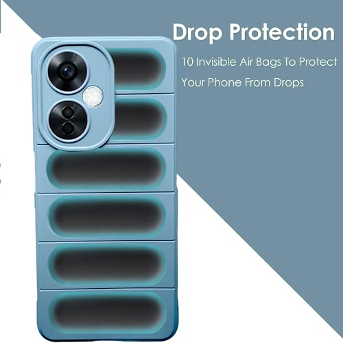 Image of A rtistque Liquid Silicone Stripes Back Cover Case for Oneplus Nord CE 3 Lite 5G | with Camera Protection | with Inner Fabric | Anti Slip Grip | AirBag Case - SkyBlue