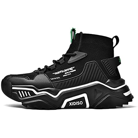 Mens Trainers High Top Casual Shoes Fashion Sneakers Breathable Walking Shoes Men(Black 01, UK7.5) Cover