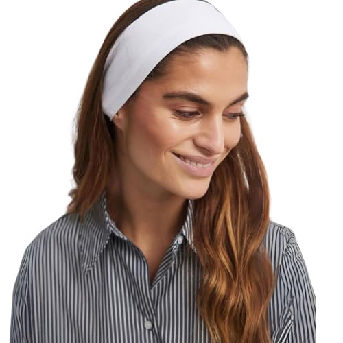 SALVIA DIONE 2'li Kombin Spor Saç Bantları - Elastik Kaymaz İnce Saç Ter Kafa Bandı Bandana, Şık Kadın & Erkek Koşu Fitness Yoga Pilates Makyaj Yüz Yıkama Atletik 2'Li Saç Bandı Seti (Siyah & Beyaz)