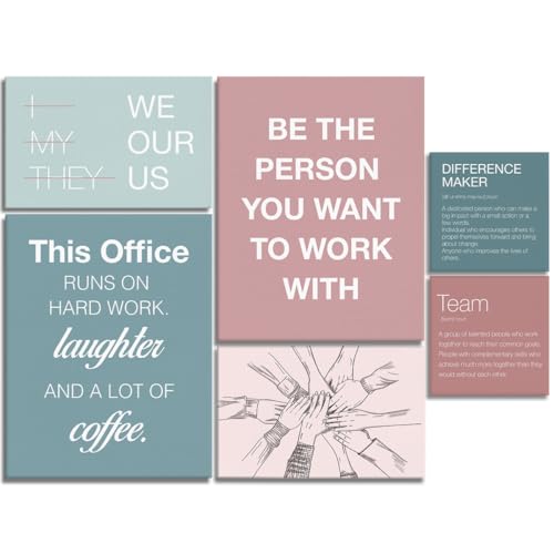 YEOION Motivational Office Wall Art,Inspirational Teamwork Wall Art for Office,Light