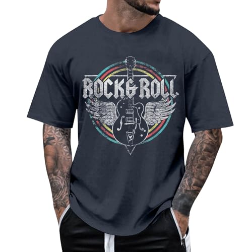 T-shirt 2026 pour homme pour les loisirs en plein air, coupe décontractée, t-shirt avec graphique rock and roll, idéal pour l'été et l'automne,...