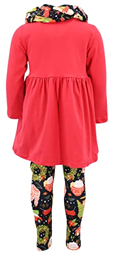 Image of Unique Baby Girls Kids Toddler 3pc Outfit Set Long Sleeve Cotton Blend Tunic Top Leggings and Scarf