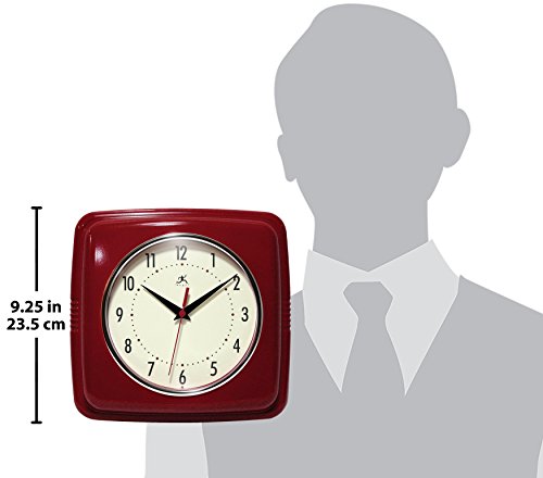 Infinity Instruments 13228Rd-4103 Square Clock, Red #TOP4