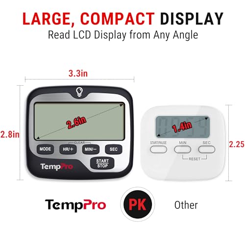 Image of ThermoPro TM01 Digital Kitchen Timer with Touchable Backlit and Count up Countdown Timer Loud Ring Magnetic Classroom Timer for Kids Teachers
