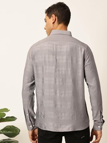 Image of Thomas Scott Men's | Self-Design | Full Sleeve | Slim Fit | Poly Cotton | Spread Collar | Casual Shirt