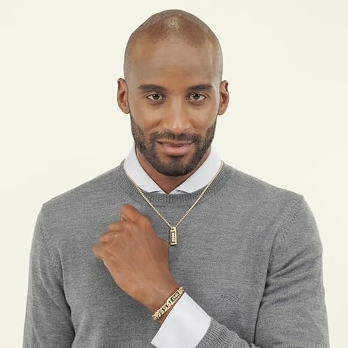 BOSS Jewelry Gliederarmband für Herren Kollektion KASSY EMBLEM aus Gelbgold mit einer Platte aus schwarzem Email - 1580680M – Ansicht 4
