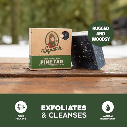 Dr. Squatch Natural Men’s Bar Soap Gift Set - Cold Process Body Soap Bar with Natural Oils - Gifts for Men - Pine Tar (142g, 5 pack) - Image 2