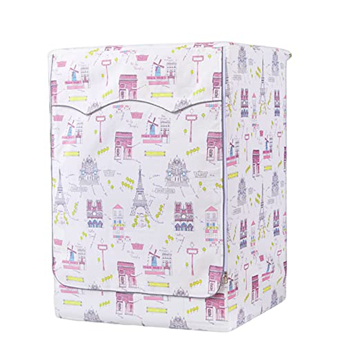 FANSU Copertura Lavatrice per Esterno per Lavatrici e Asciugatrice Impermeabile Antipolvere Stampa Coprilavatrice da Esterno con Aperture Frontali Protezione Solare (Torre Rosa,XL)