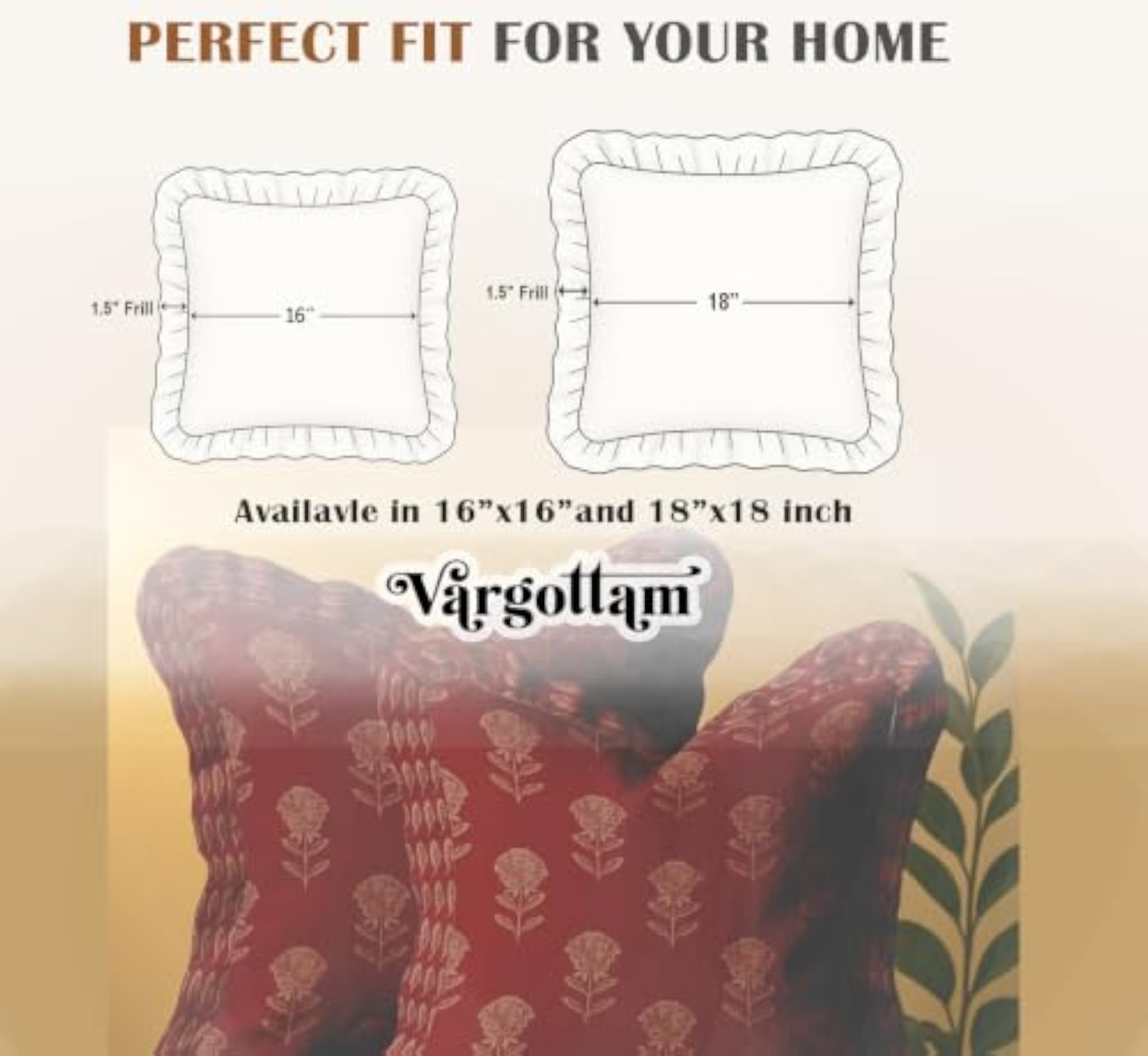 Ruffle Edges Decorative Cushion Covers Set of 2