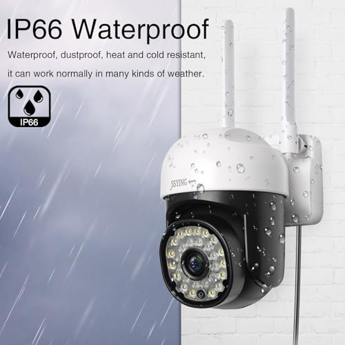 SSYING 2PCS Surveillance Outdoor Security Cameras, 5G/2.4G Wi-Fi Wireless 1080P Dome Home Cam with Phone App, 360°View Pan/Tilt, Color Night Vision, 2-Way Audio, IP66 Waterproof, Motion Detection