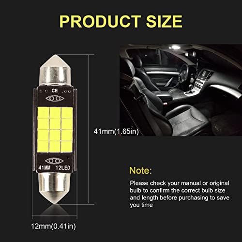JoaSinc 41mm Festoon LED C5W Bulbs 9SMD 3030 LED White Canbus Error Free Car Interior Dome Light Bulbs License Plate Lights Door Map Lamps No Polarity 12V Pack of 4
