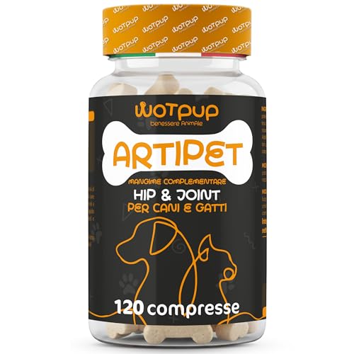 Integratore Articolazioni Cane, Sviluppato da Veterinari. Alta Qualità Made in Italy. 120 Compresse a Forma di Osso con: Glucosamina, Condroitina, Artiglio del Diavolo, MSM. Nuova Formula Cani e Gatti