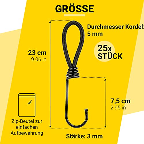 Pretex Spanngummi mit Haken, 25 Stück Set für vielseitige Anwendungen