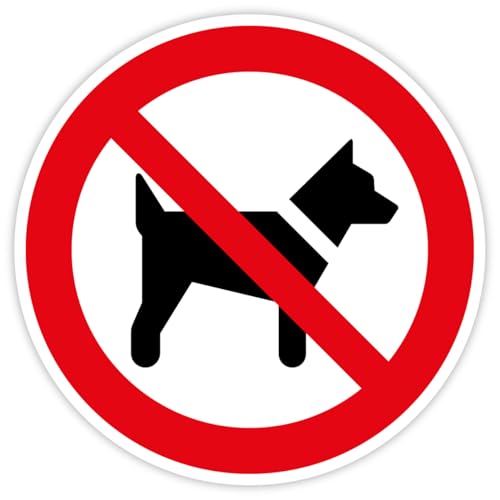 Aufkleber Verbotszeichen „Mitführen von Hunden verboten“ Folie ISO 7010 P021 | Ø 5-30 cm Made in Germany, Größe: Ø20 cm