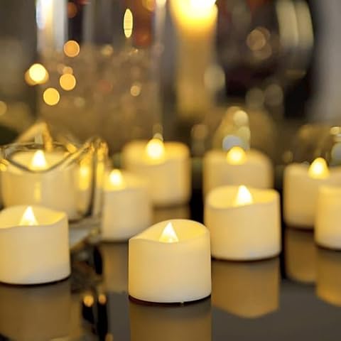 Homemory 48-Pack Flickering Flameless Tea Lights Cover