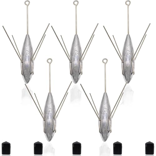 Zsrivk 5 Pack Sputnik Sinker Fishing Weights Lead Long Tail Fishing Equipment Saltwater Surf Weights Lead Water Catfish Beach Casting Spider Sinker(3)