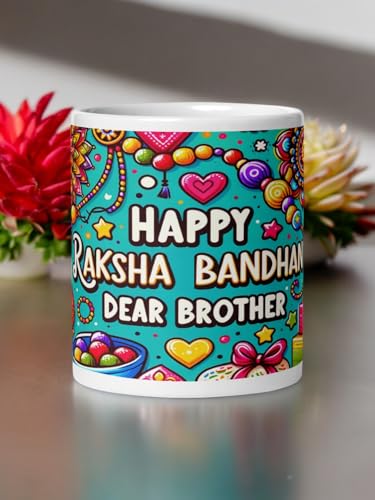 Image of Better Gift Flowers Happy Rakshabandhan Mug, Round Shaped Multicolor Themed Coffee Mugs, Mug for Gifting, Gifting Items for Family, Friends & Closed Ones