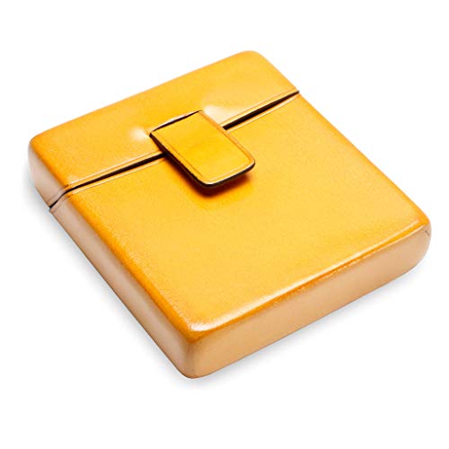 IL BUSSETTO ZIGARETTENTUI aus Echtem Leder Handgemalt auf Holzform. Zigarettenetui mit Magnetverschluss für 20 Zigaretten King Size. (Ochre) Cover