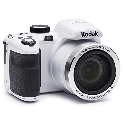 Kodak PIXPRO AZ421 16MP Point & Shoot Digital Camera w/ 3-Inch LCD, 720p HD Video, 42X Optical Zoom, 24mm Wide Angle Lens (White) Bundle with 32GB Extreme Memory Card & Accessories (16 Items)