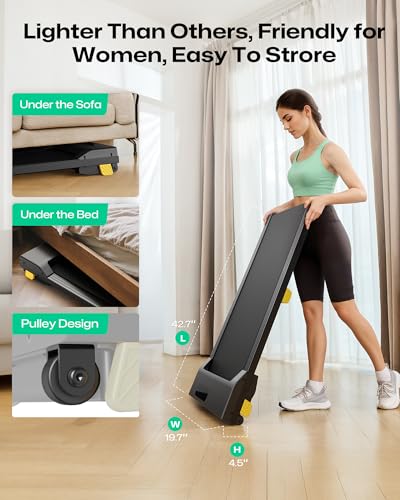 UREVO Walking Pad, Portable Under Desk Treadmill, 2.5 HP Walking Treadmill Pad for Home and Office, Walking Jogging Running Machine with Remote Control and LED Display