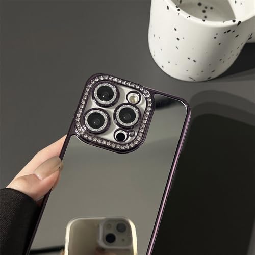 Coque iPhone 14 Pro Max antichoc paillettes bleu effet miroir