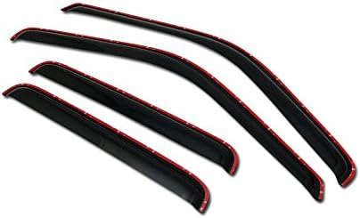 HS Power in-Channel 4pcs Front Rear Window Deflector Sun/Rain Guards Smoke Window Visors Compatible with 99-12 Ford F250 / F350 / F450 Super Duty Crew 4D 4DR Cab