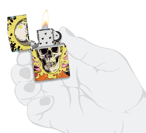 Image of Zippo Trippy Skull Design Glow in The Dark 540 Color Windproof Pocket Lighter, BIS Certified