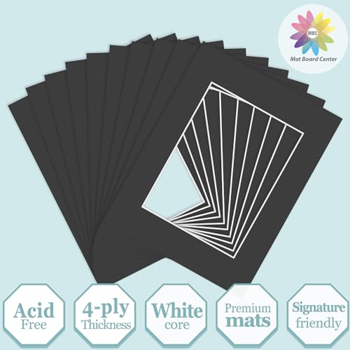 image for MBC Mat Board Center, 10 Pack 8.5X11 for 6X8 Black Picture Mats Frame 