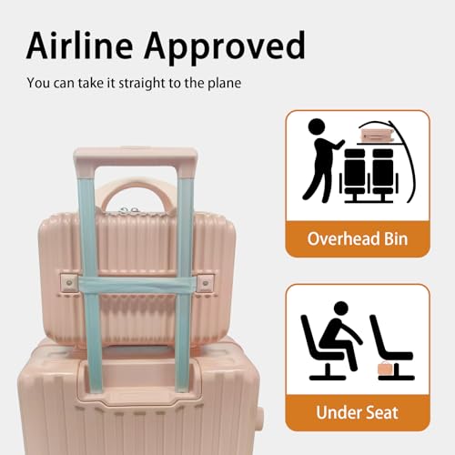 2-piece Luggage Sets 20in Carry on Suitcase and 14in Cosmetic Bag, airline approved luggage sets,Hardside Luggage with Spinner Wheels TSA Lock (Pink)4