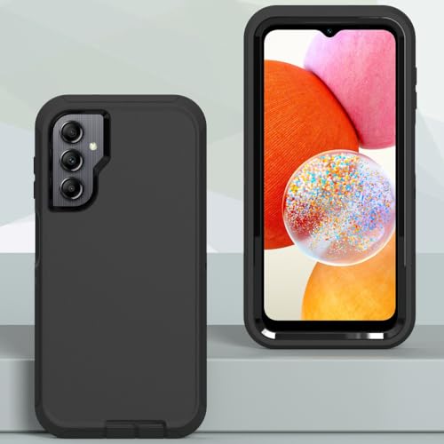 Image of Case for Galaxy A14, Heavy-Duty Tough Rugged Shockproof Drop Protective Cover Cases for Samsung Galaxy A14, Black