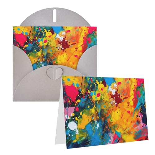 FHEDVBN カラフル抽象絵画グリーティングカードセット ブランクカード 4x6インチ バースデーカード ウェディングカード お見舞いカード サンキューカード 封筒付きメモカード あらゆる機会に