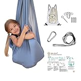 Alles Knüt- Schaukeltuch- Wie Mamas Umarmung aus Baumwollfleece kuschelig, handgeschnitten, beruhigend und Nicht zu dehnbar-Premium Therapieschaukel 90x150cm inkl. Deckenbefestigung (Beton, Holz)