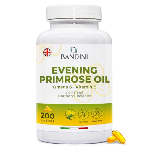 Bandini® Evening Primrose Oil 200 Softgel Capsules 2000mg - Antioxidant for Skin, Hair, and Nails - Helpful for Hormone Balance, Menopause, and Menstrual Cycle Disorders - Non-GMO Supplement