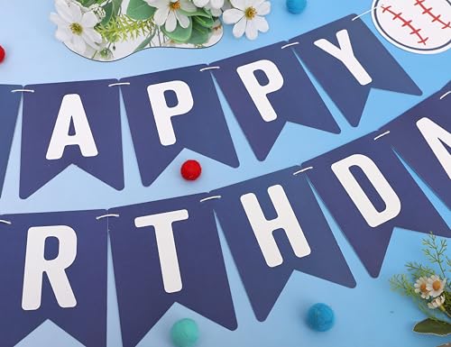 Image of Baseball Happy Birthday Banner,Baseball First /1st Birthday Decoration | Rookie Of The Year Banner,Sporty Birthday Decor