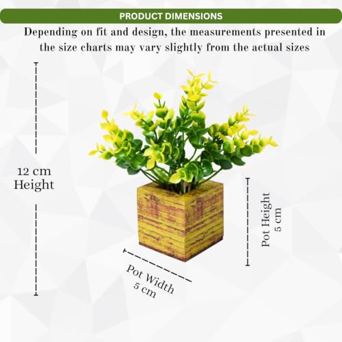 Image of DecoreBugs Artificial Eucalyptus Plant with Plastic Pot (Pack of 2) | 12 cm Height | Mini Potted Plants for Shelf Decor, Home, Office, Living Room, Desk & Table Item Decoration