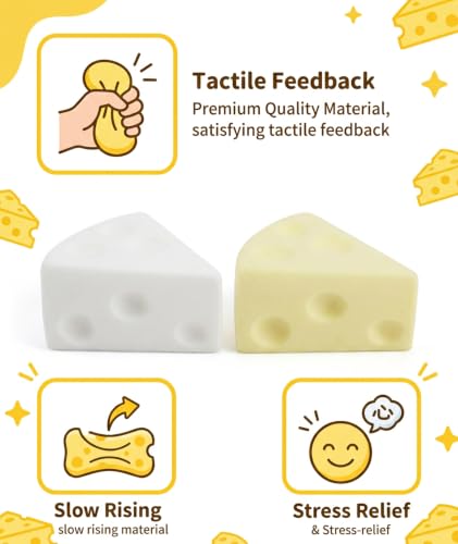 Image of 2Pcs Cheese Squishy, Taba Squishy, Dumpling Squishy-Stretchy Food-Shaped Sensory (Yellow and White)