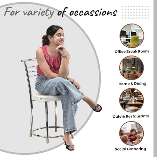 Image of TARUN Office Chair Chrome Steel Dining Garden Chair Restaurant Patio Chair for Home Dining Tables Heavy Duty (Grey)