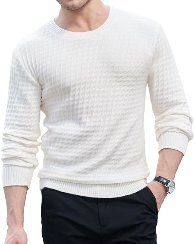 KUYIGO Mens Crewneck Sweaters Textured Lightweight Casual Pullover Sweater