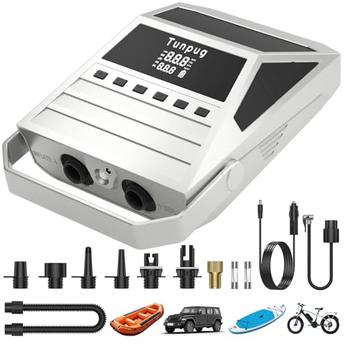 50PSI Paddle Board Pump Electric Portable, High Pressure Sup Pump - Dual Stage Inflation, Auto Shut Off and Deflate for Stand Up Paddle Board/Car/Kayak/Bicycle (Silver-DC12V) by Tunpug - Image 9